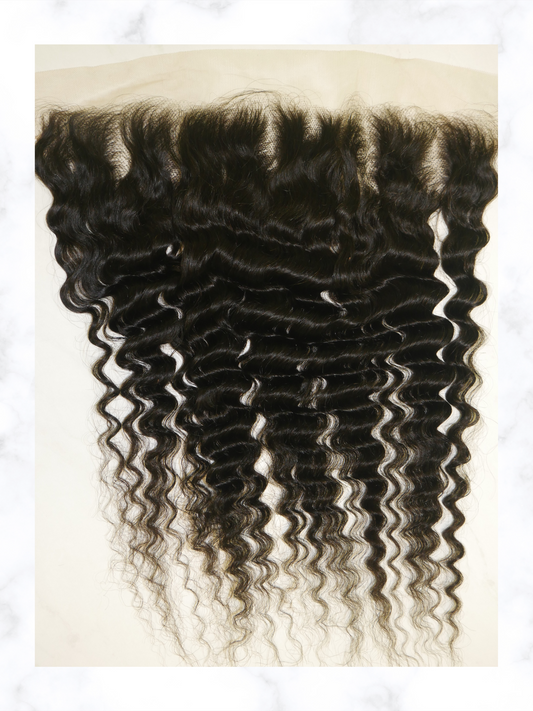 10A Transparent 13x4 Lace Frontal Deep Wave Brazilian 100% Virgin Human Hair Bundles Unprocessed
